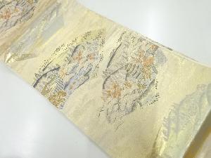 リサイクル　地紙に京風景模様織出し袋帯